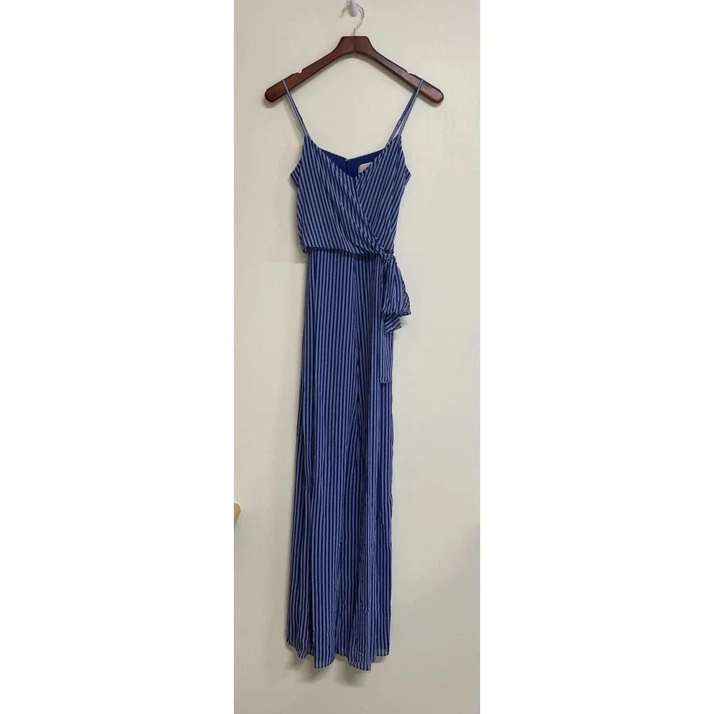 NWT Michael Kors Twilight‎ Blue Striped Sleeveless Jumpsuit Elegance Women's S